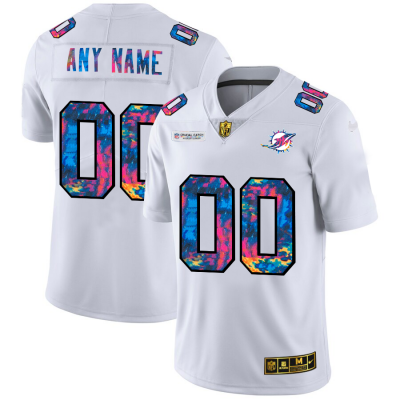 Miami Dolphins Custom Men's White Nike Multi-Color 2020 NFL Crucial Catch Limited NFL Jersey